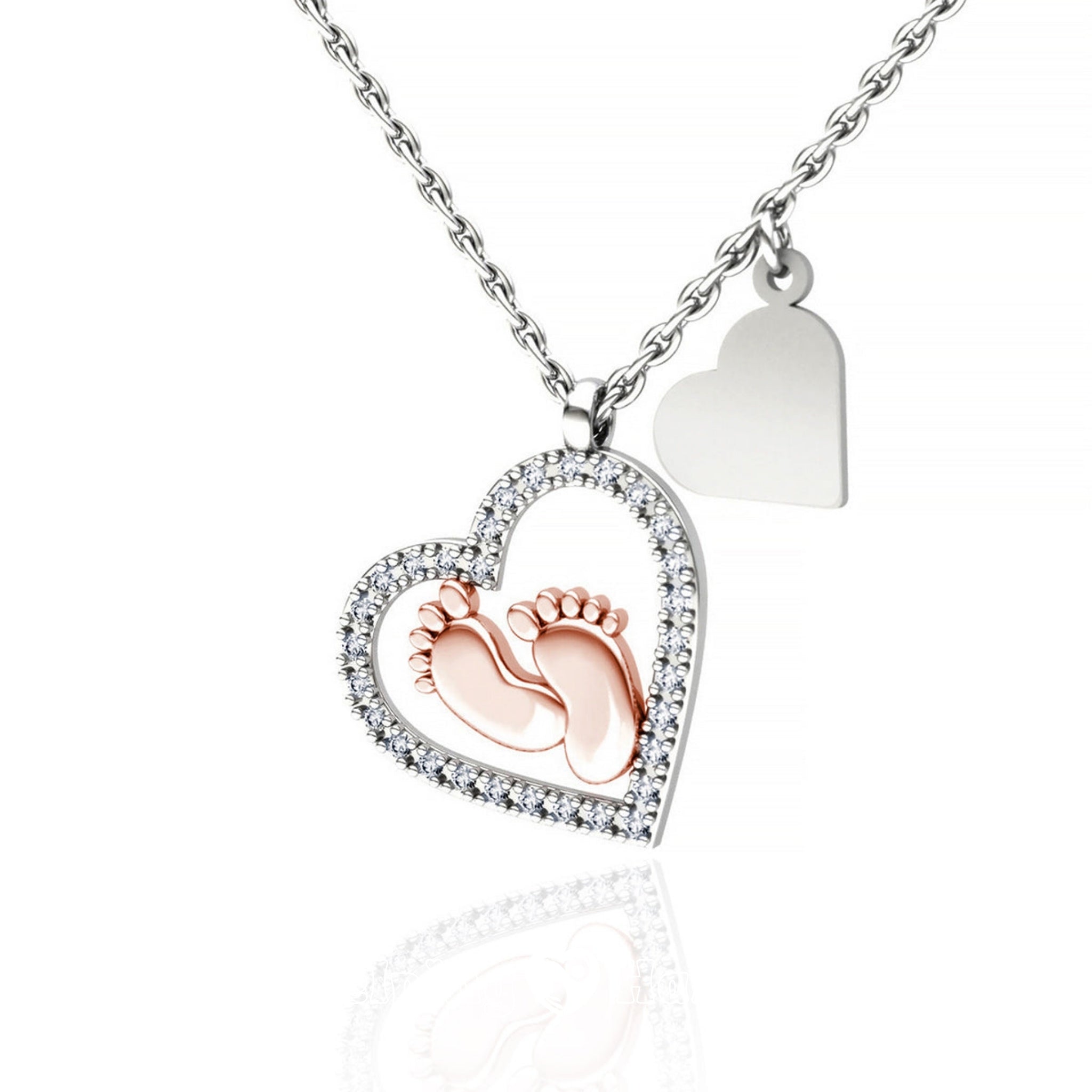 Alla mia mamma - Collana con piedini di bambino a forma di cuore