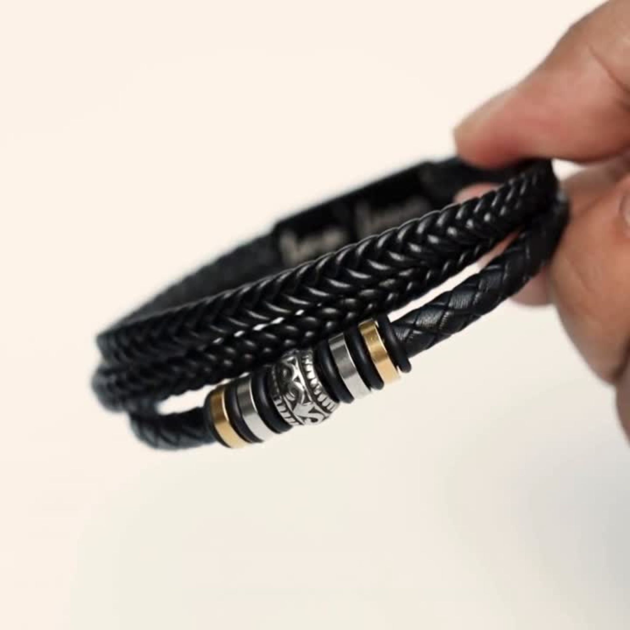 A Mio Figlio - Ti Amerò Per Sempre | Bracciale in Pelle Intrecciata