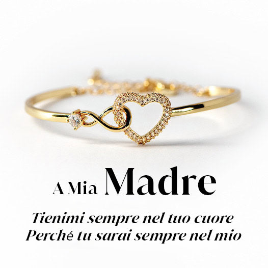 A mia madre - Sempre nel mio cuore | Bracciale con cuore di cristallo infinito